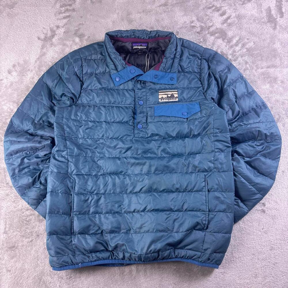 Patagonia Down Snap-T Pullover Puffer Jacket Womens Small Blue